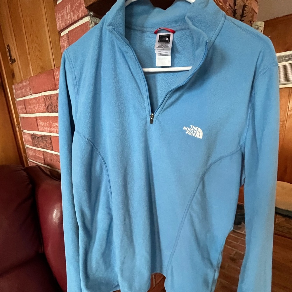 The north face quarter zip fleece sweatshirt blue xl